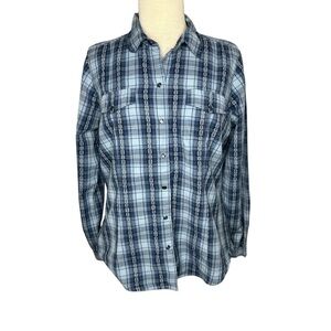 Woolrich Western Blue Plaid Cowgirl Button Down Shirt Large